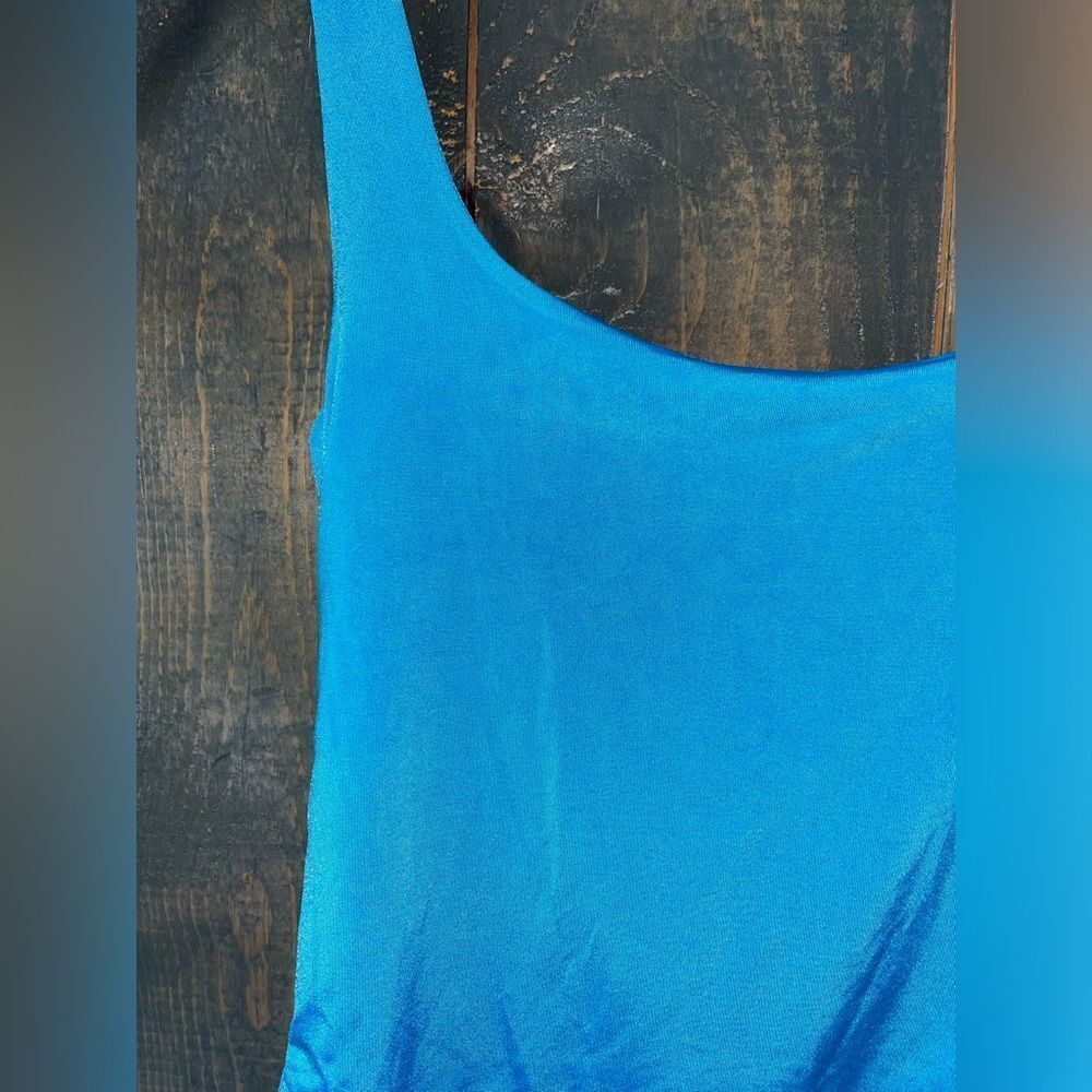 Bright Blue‎ Cropped Tank Top Sleeveless Summer Casual Basic Cotton Stretch D23 - Picture 2 of 6